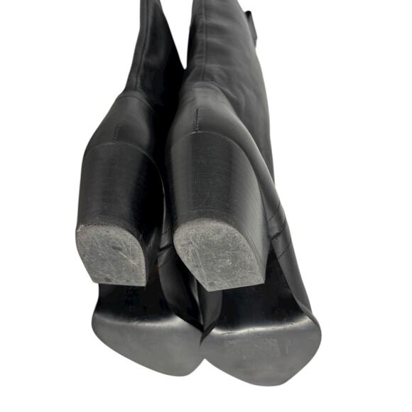 Zara Tall Western Leather Boots Black Womens Size 7.5 Point Toe Cowgirl - Picture 9 of 16